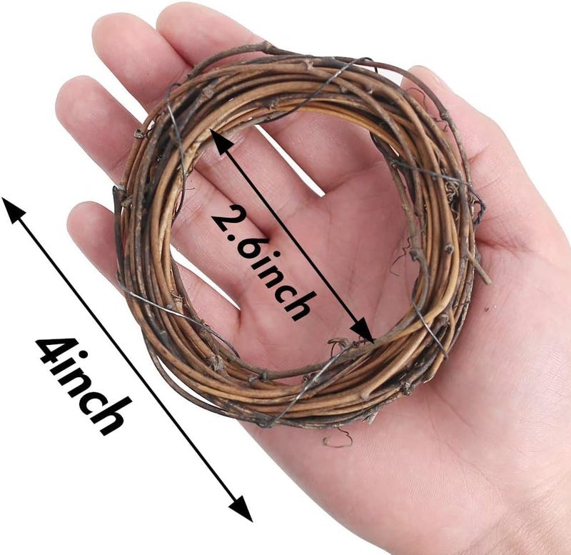 DomeStar 12PCS Natural Grapevine Wreaths, 4 Inch Small Wreath for Wall Decor, Crafts, Rattan Twig DIY Door Hanger for Home Wedding Spring Decorations - Image 2